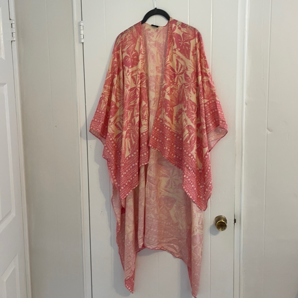 Pink Wood Block Printed Kimono